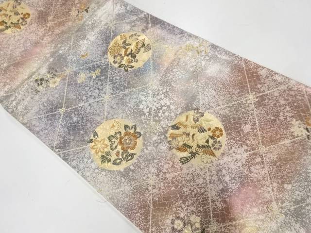 丸紋に花鳥模様織出し袋帯 宗sou