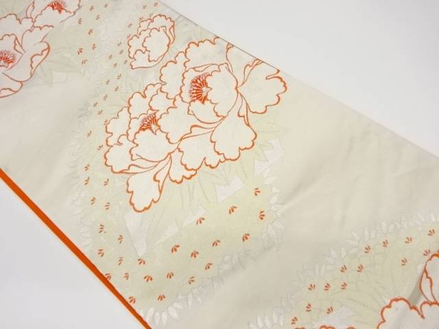 地紙・牡丹に花模様織出し袋帯【リサイクル】【中古】【着】 宗sou RQP2207(prc)