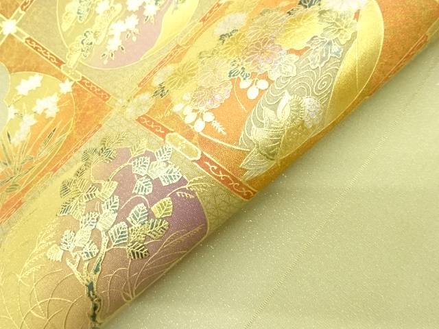 箔置き螺鈿格天井に秋草模様袋帯【リサイクル】【中古】【着】 宗sou