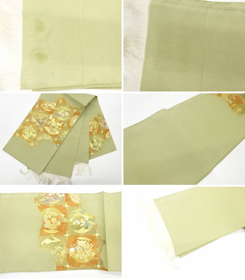 箔置き螺鈿格天井に秋草模様袋帯【リサイクル】【中古】【着】宗souRQP2207