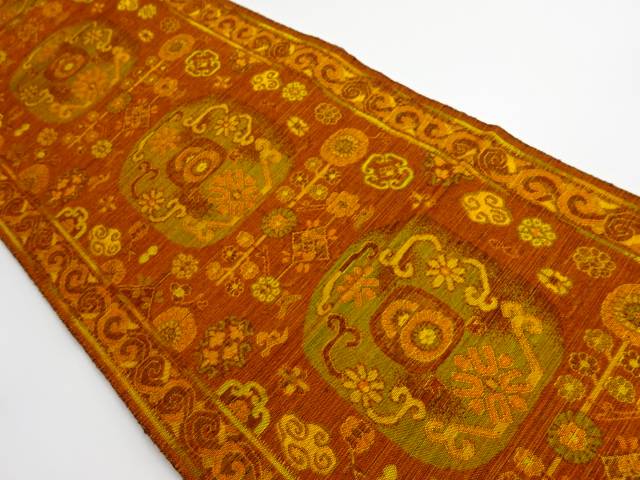 花唐草・幾何学模様織出し名古屋帯【リサイクル】【中古】【着】 宗sou