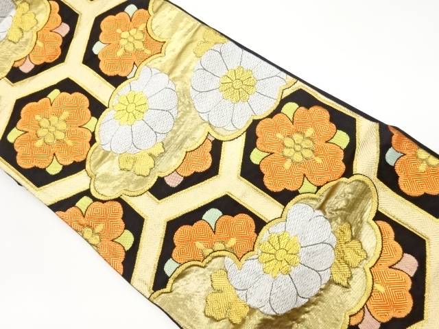 亀甲・花菱に雲・模様織出し袋帯【リサイクル】【中古】【着】 宗sou(prc)