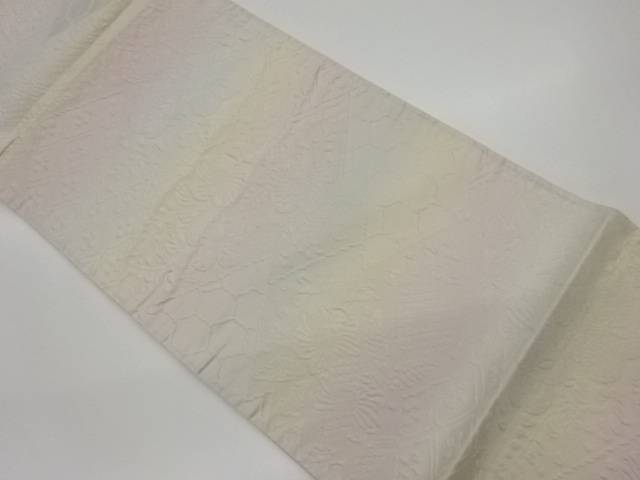 纐纈花に亀甲・菱模様織出し暈し袋帯【リサイクル】【中古】【着】 宗sou(prc)