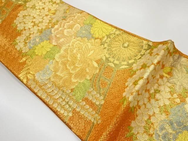 佐賀錦花車模様織出し袋帯【リサイクル】【中古】【着】 宗sou(prc)