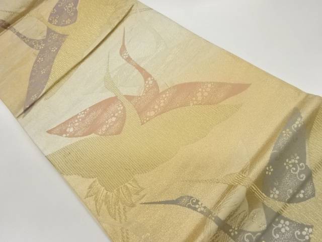 群鶴模様織出し袋帯【リサイクル】【中古】【着】 宗sou(prc)