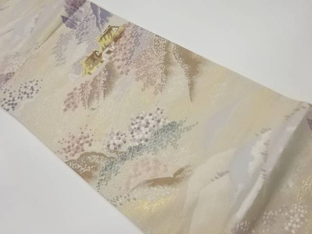 山並みに木々・民家風景模様織出し袋帯【リサイクル】【中古】【着】 宗sou(prc)