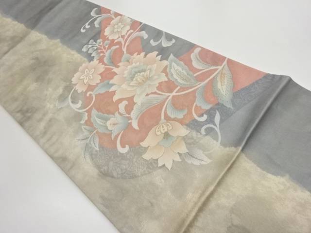 花唐草模様織出し袋帯【リサイクル】【中古】【着】 宗sou(prc)