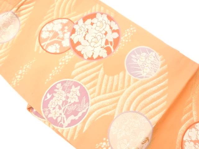 波に丸文・花々模様織出し名古屋帯【リサイクル】【中古】【着】 宗sou(prc)｜お茶道具・着物　【宗 sou】