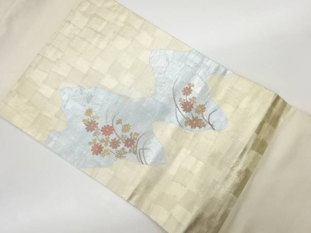 箔置草花模様名古屋帯【リサイクル】【中古】【着】 宗sou(prc)｜お茶道具・着物　【宗 sou】