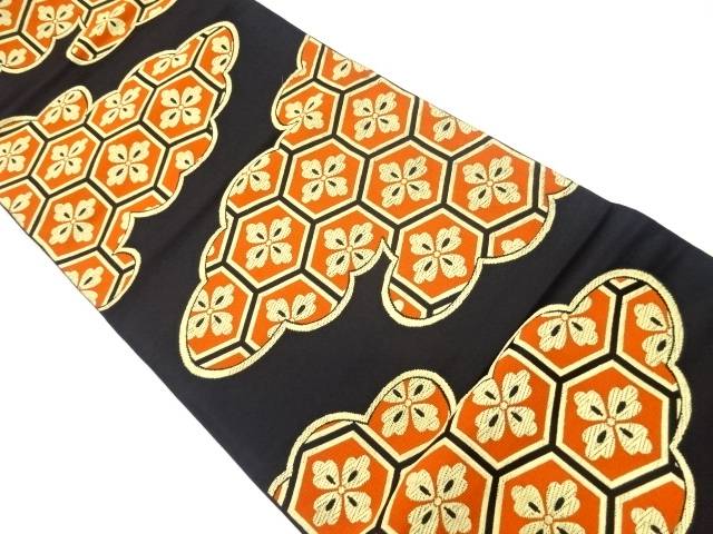 雲取りに亀甲・花菱模様織出し袋帯【リサイクル】【中古】【着】 宗sou(prc)