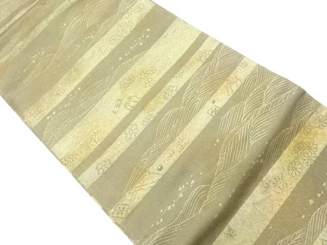 横段に波・名物裂模様織出し名古屋帯【リサイクル】【中古】【着】 宗sou(prc)
