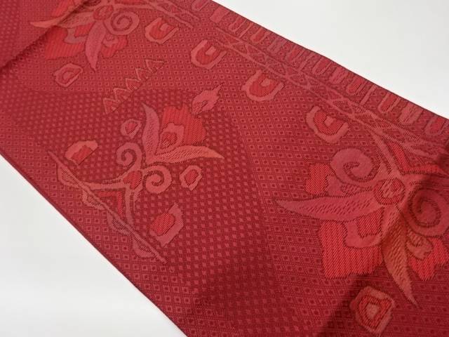 本場筑前博多花唐草模様織出し名古屋帯【リサイクル】【中古】【着】 宗sou(prc)
