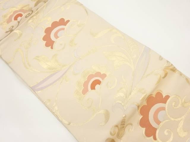 花唐草模様織出し名古屋帯【リサイクル】【中古】【着】 宗sou(prc)