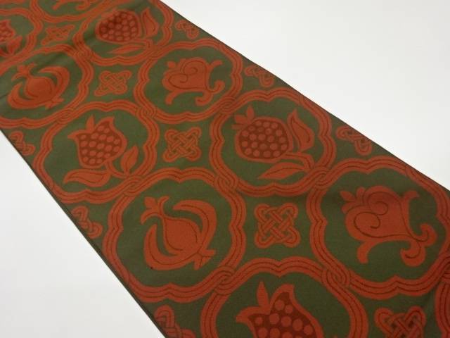 変わり丸文に花々模様織出し袋帯【リサイクル】【中古】【着】 宗sou(prc)