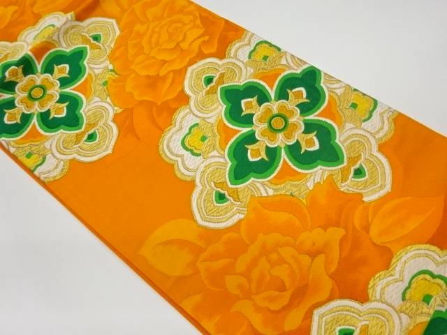 華紋に薔薇模様織出し袋帯【リサイクル】【中古】【着】 宗sou(prc)