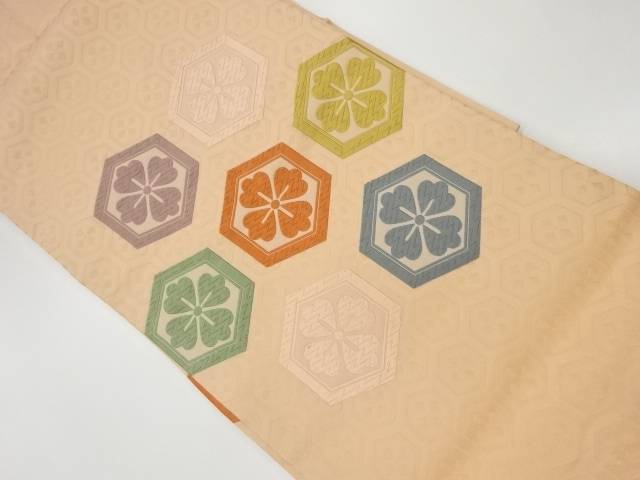 亀甲に花菱模様織出し名古屋帯【リサイクル】【中古】【着】 宗sou(prc)