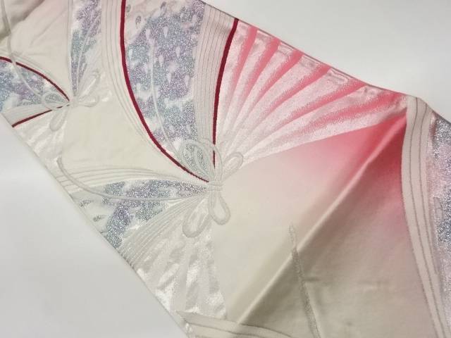 蝶結びに抽象孔雀羽根模様織出し袋帯【リサイクル】【中古】【着】 宗sou(prc)