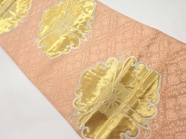 手織貳捨四金箔花菱に変わり華文模様織出し袋帯【リサイクル】【中古】【着】 宗sou(prc)