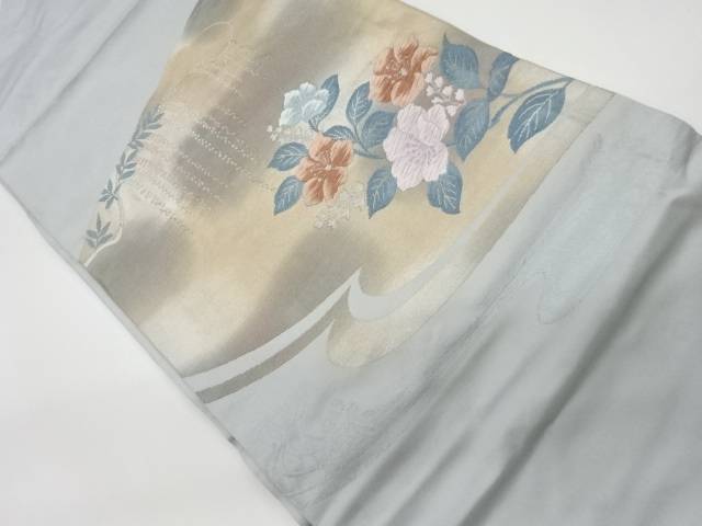 花々模様織出し名古屋帯【リサイクル】【中古】【着】 宗sou(prc)