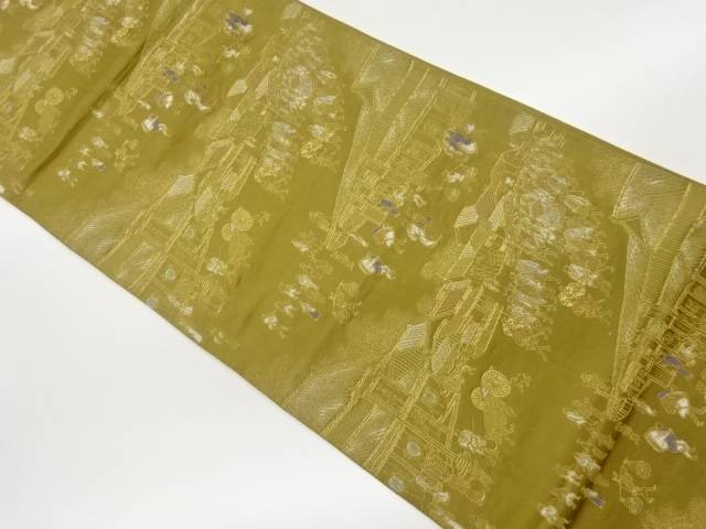 江戸時代街並み風景模様織出し袋帯【リサイクル】【中古】【着】 宗sou(prc)