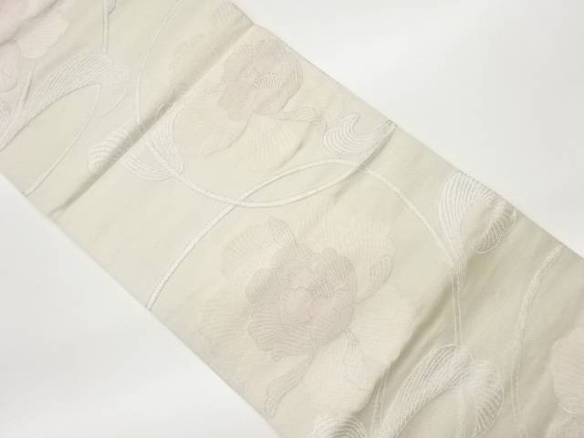 牡丹唐草模様織出し袋帯【リサイクル】【中古】【着】 宗sou(prc)