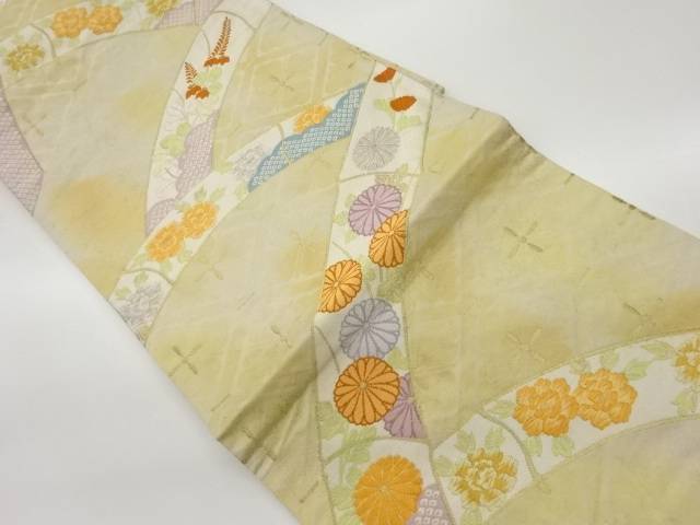 竹に草花模様織出し袋帯【リサイクル】【中古】【着】 宗sou(prc)