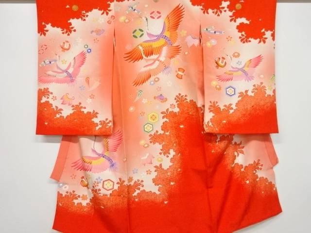 楽天市場】花薬玉に捻り花模様子供着物【リサイクル】【中古】【着