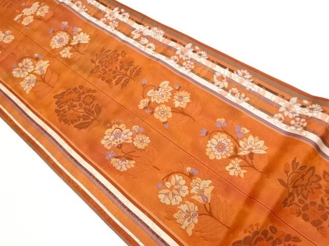 花更紗に縞模様織出し洒落袋帯【中古】【着】 宗sou