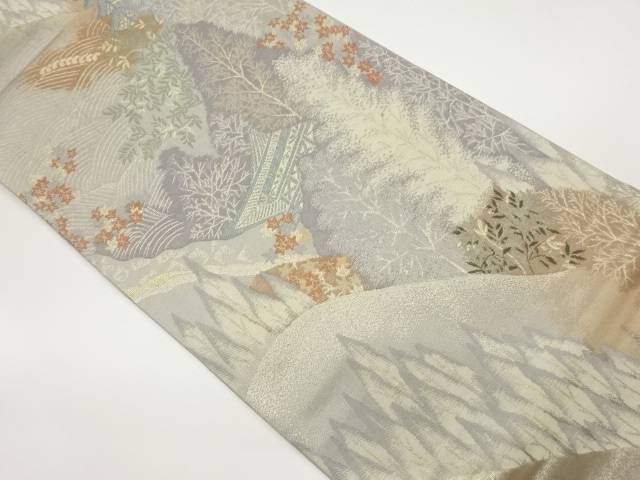 山並みに寺院・草木・波模様織出し袋帯【中古】【着】 宗sou 11,248円