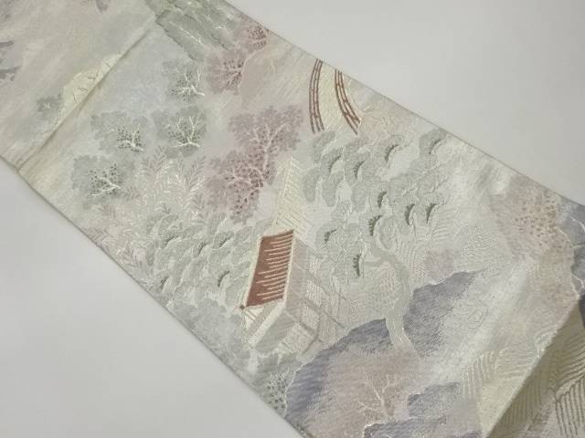 佐賀錦九百錦橋に民家・木々模様織出し袋帯【中古】【着】 宗sou
