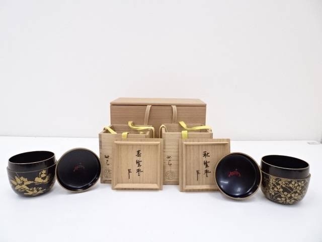 1116 茶道具　春の野　蒔絵　棗　2客　未使用 Yahoo!オークション -「春(の」(棗) (漆芸)の落札相場・落札価格