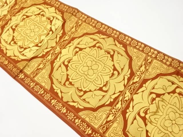 華文に草花模様織出し袋帯【中古】【着】 宗sou