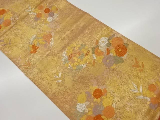 引箔花輪模様織出し袋帯【中古】【着】 宗sou