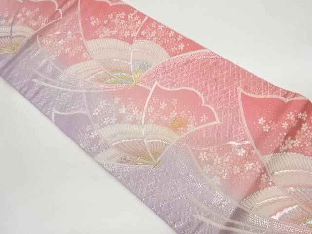 蝶模様織出し袋帯【中古】【着】 宗sou