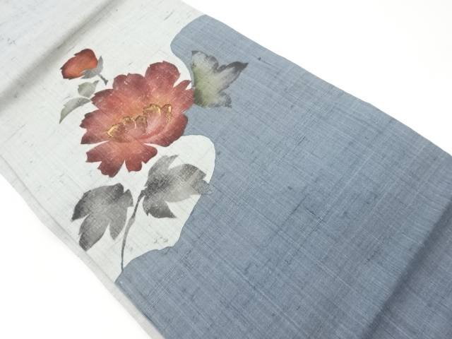 手織り真綿紬金彩花模様名古屋帯【中古】【着】 宗sou