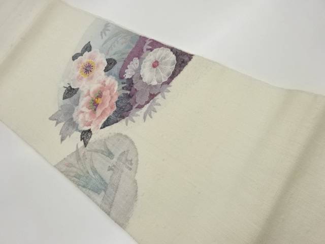 手織り真綿紬花々模様刺繍名古屋帯【中古】【着】 宗sou｜お茶道具・着物　【宗 sou】 11,544円