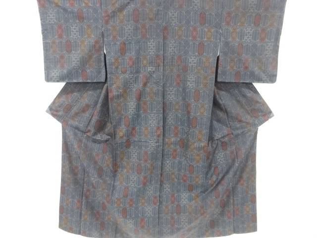 花亀甲模様織り出し本場泥大島紬着物【リサイクル】【中古】【着】 宗sou