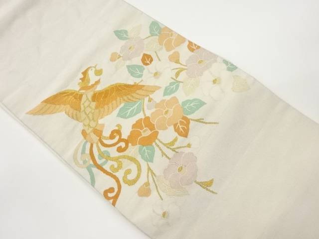 綴れ鳳凰・椿模様織出し名古屋帯【中古】【着】 宗sou
