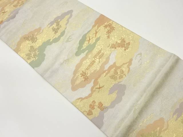雲・草花に荒波模様織り出し袋帯【中古】【着】 宗sou 10,360円