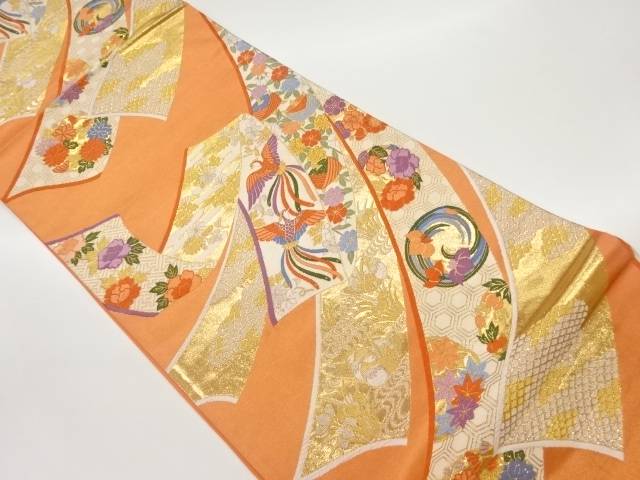 帯に鳳凰・花々模様織出し袋帯【中古】【着】 宗sou 10,508円