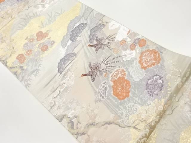 松竹梅に雉模様織出し袋帯【中古】【着】 宗sou