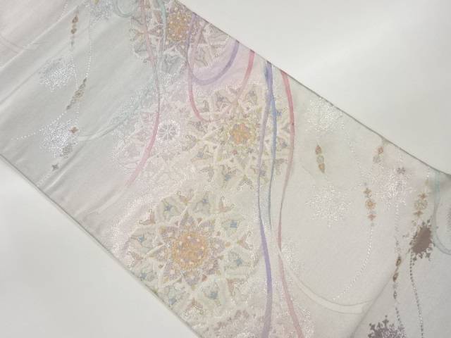 華文にリボン模様織出し袋帯【中古】【着】 宗sou