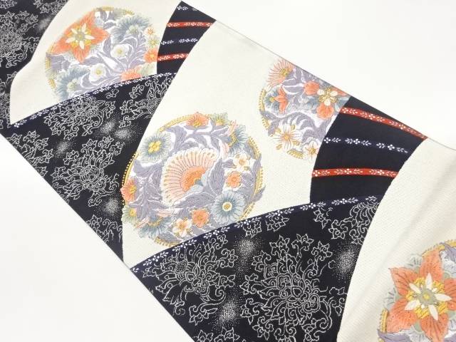 地紙に花唐草模様織出し袋帯【中古】【着】 宗sou