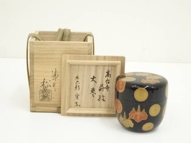 松喰鶴蒔絵 大棗　茶道具　共箱 松喰鶴蒔絵 大棗 茶道具 共箱