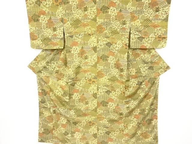 草花に抽象模様小紋着物【中古】【着】 宗sou