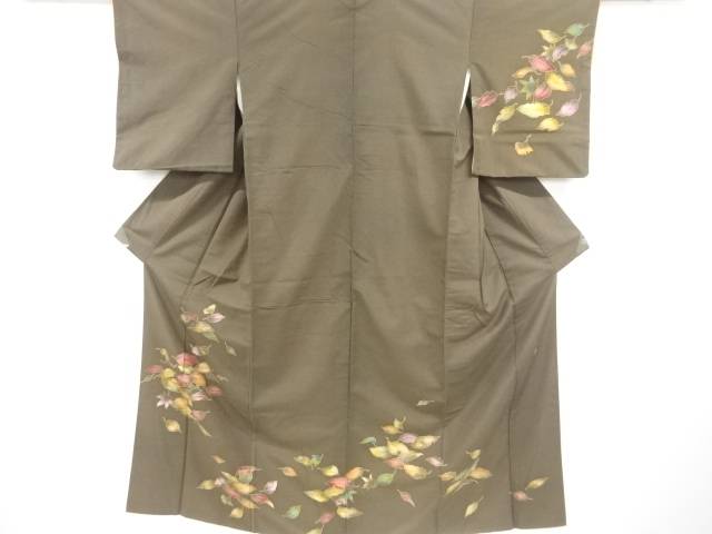 作家物　木の葉模様手織り紬訪問着【中古】【着】 宗sou