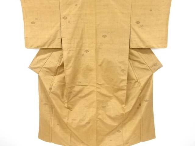重ね亀甲に井桁模様織り出し手織り節紬着物【リサイクル】【中古】【着】 宗sou