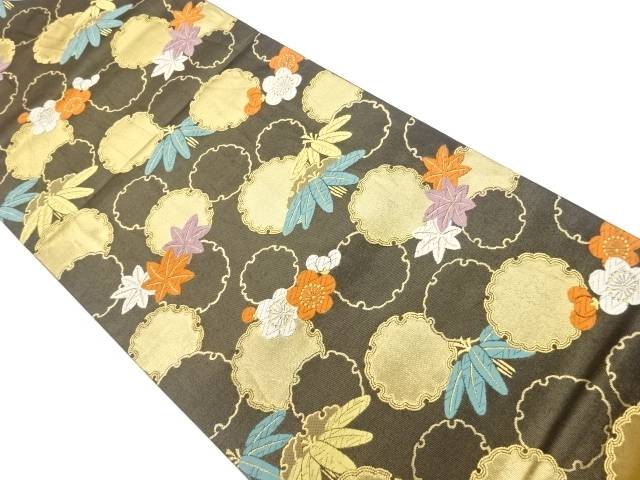 雪輪に梅・紅葉・雪持ち笹模様織出し袋帯【中古】【着】 宗sou|お茶道具・着物 【宗 sou】