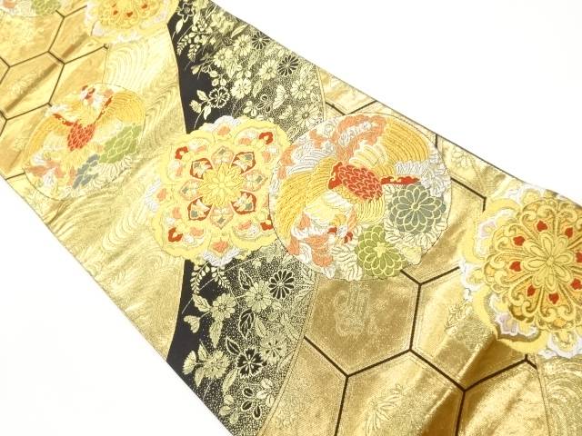 華文に鳳凰・秋草・亀甲模様織出し袋帯【中古】【着】 宗sou｜お茶道具・着物　【宗 sou】