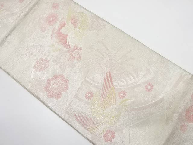 几帳に鳳凰・鴛鴦・花模様織り出し　袋帯【中古】【着】 宗sou